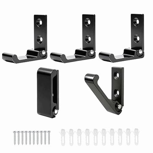 WALL HOOKS FOLDING ALUMINUM BLACK FOR BATHROOM 5 PIECES STEEL