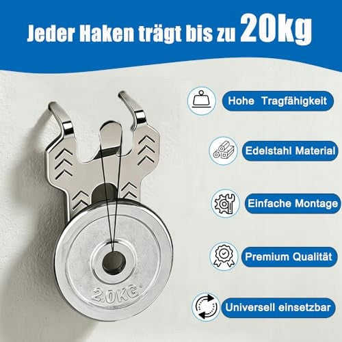 WALL HOOKS FOR GYPSUM STEEL 20 KG SET OF STEEL PIECES Manufacturer code Bez marki