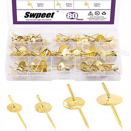 WALL HOOKS GOLD SET OF 80 PCS DIFFERENT SIZES FOR STEEL PHOTOS Brand no brand