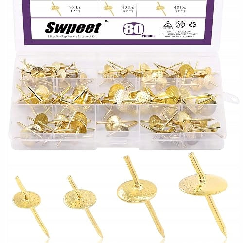 WALL HOOKS GOLD SET OF 80 PCS DIFFERENT SIZES FOR STEEL PHOTOS