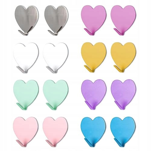 WALL HOOKS HEART SELF-ADHESIVE STAINLESS STEEL FOR CHILDREN 24 PCS.