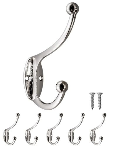 WALL HOOKS IRON CHROME VINTAGE SET OF 5 PIECES wooden Brand no brand