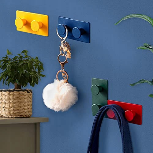 WALL HOOKS SELF-ADHESIVE COLORED FOR TOWEL KEYS SET OF 4 PCS. Manufacturer code Uniwersalny