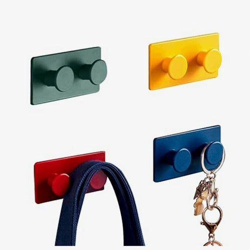 WALL HOOKS SELF-ADHESIVE COLORED FOR TOWEL KEYS SET OF 4 PCS.