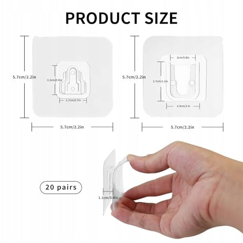 WALL HOOKS SELF ADHESIVE DOUBLE SIDED SEAMLESS 20 PCS METAL SET Manufacturer code Bez marki