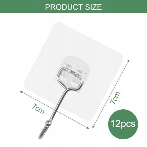 WALL HOOKS SELF-ADHESIVE TRANSPARENT FOR BATHROOM 7X7CM 12 PCS Manufacturer code SWC5908807057515