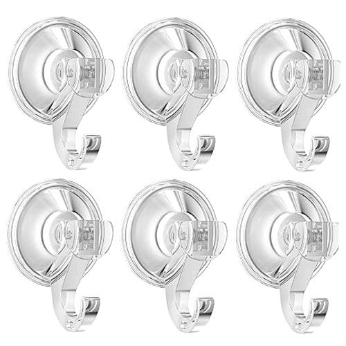 WALL HOOKS WITH SUCTION CUPS SET OF 6 FOR BATHROOM KITCHEN FOR HOME