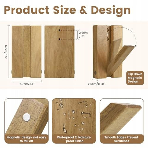WALL HOOKS WOODEN SELF-ADHESIVE CLOTHES HANGERS SET OF 2 Manufacturer code SWC5908151224496