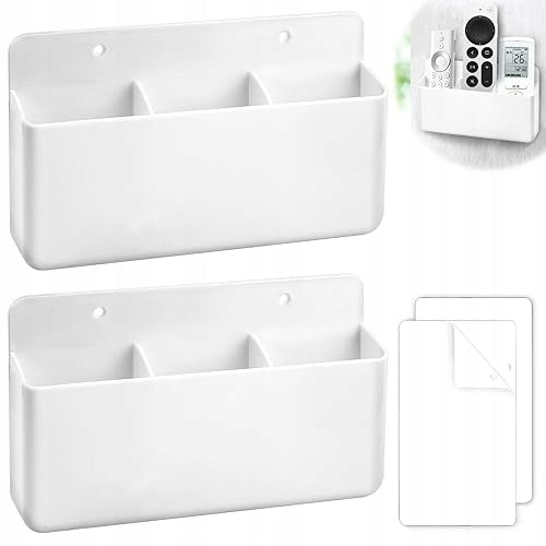 WALL MOUNT FOR REMOTE CONTROL WHITE ORGANIZER 2 PCS