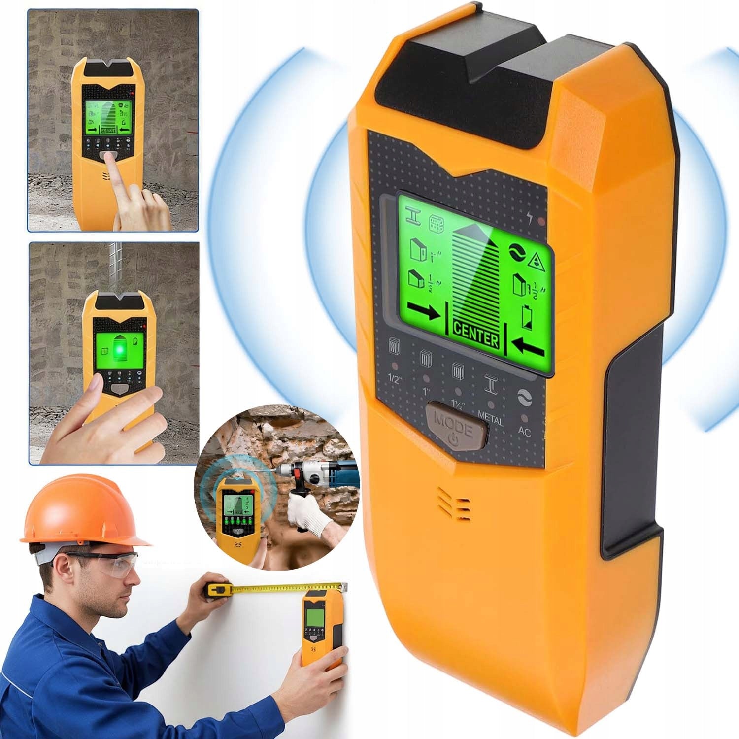 WALL SCANNER METAL WOOD WIRE DETECTOR CABLE DETECTOR 5IN1 LCD