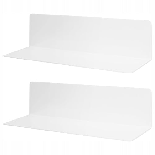 WALL SHELVES ACRYLIC WHITE SELF-ADHESIVE WITHOUT DRILLING 40 CM SET OF 2