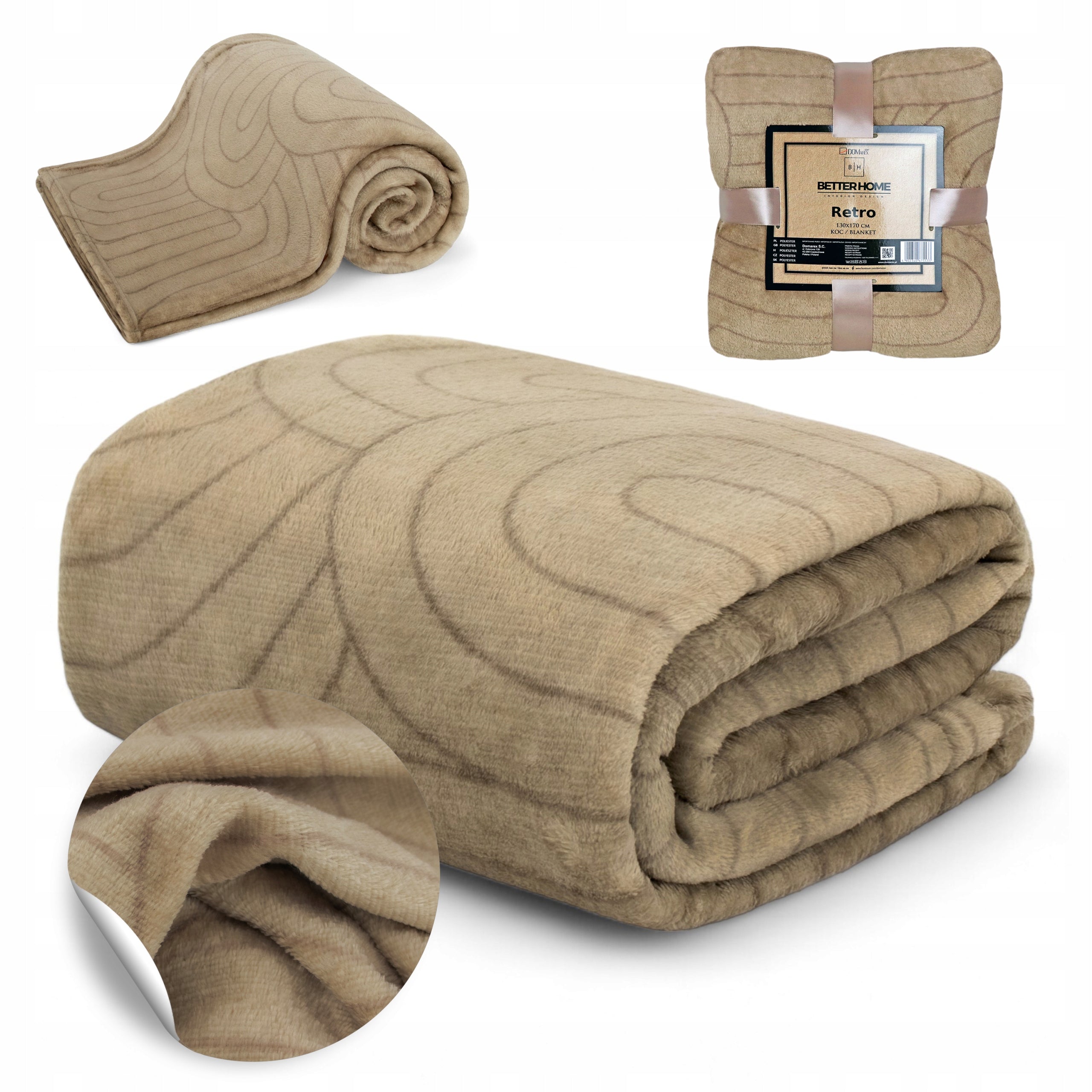 WARM BLANKET FOR TERRACE FOR GARDEN 130x170 CM FOR COLD EVENINGS BEIGE