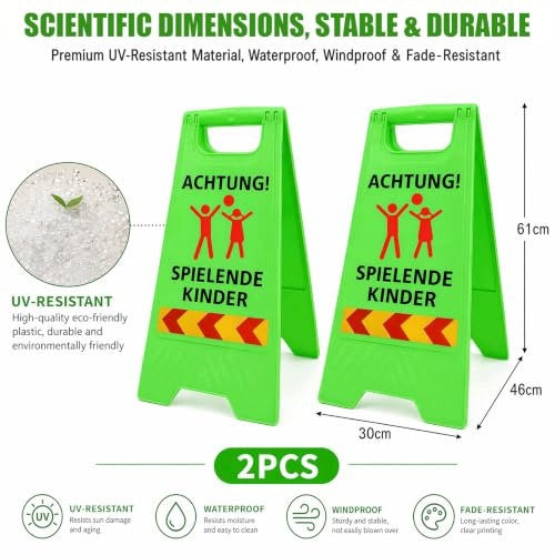 WARNING SIGN FOR CHILDREN ATTENTION PLAYING 61X30 CM 2 PCS. Product weight with unit packaging 0.65 kg