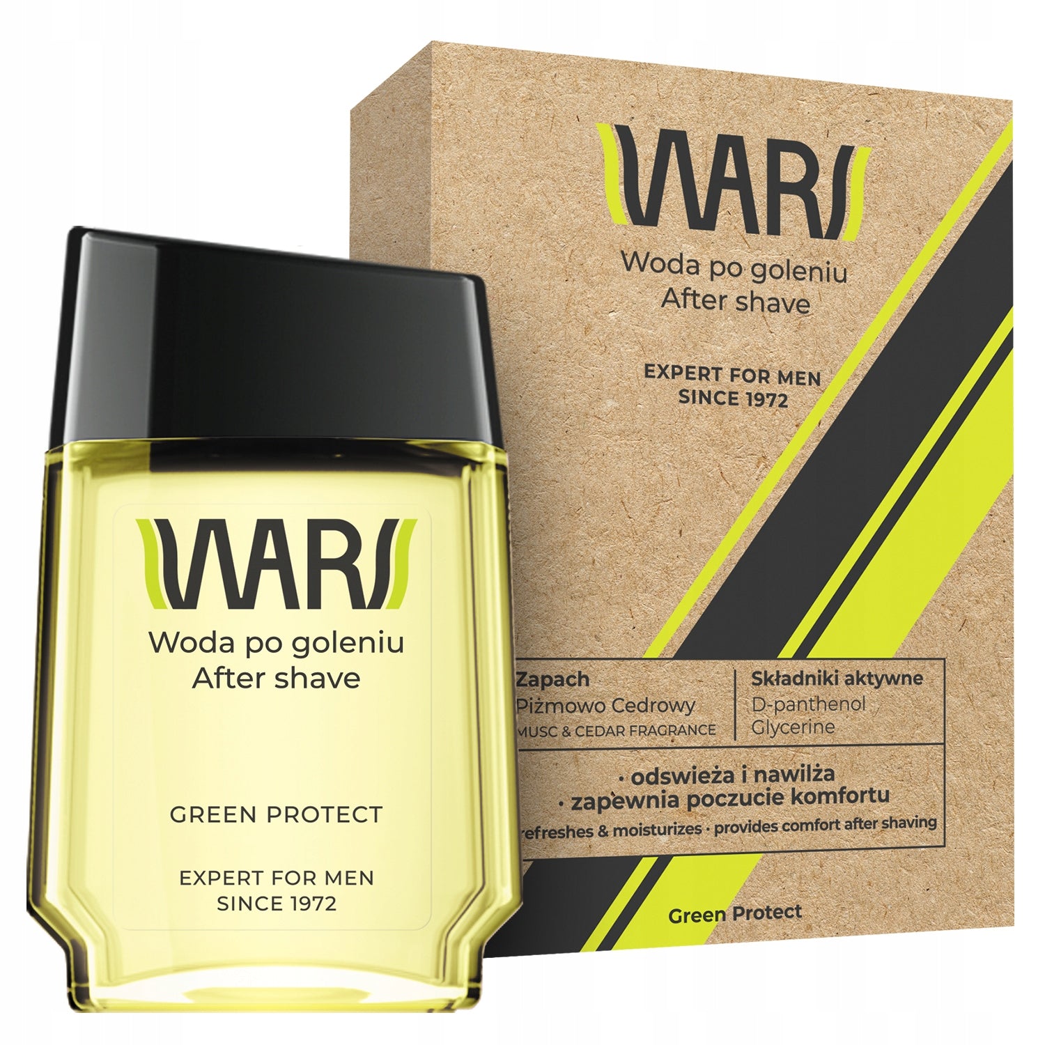 WARS EXPERT FOR MEN Aftershave 90ml GREEN PROTECT/ power energetic