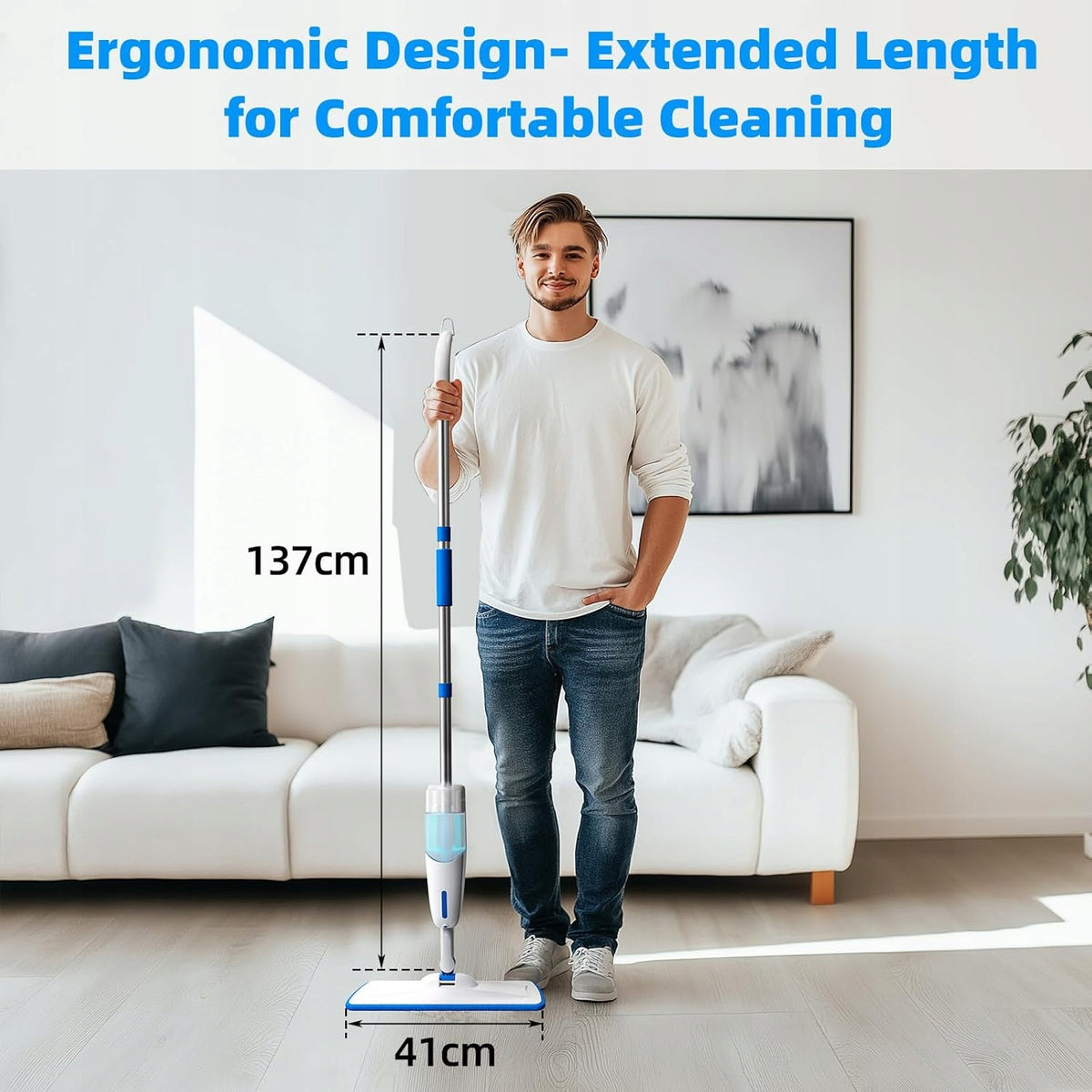 WASHER MOP 137CM 3 MICROFIBER CLOTHS FOR TILE WOOD FLOORS EAN (GTIN) 5904059808943