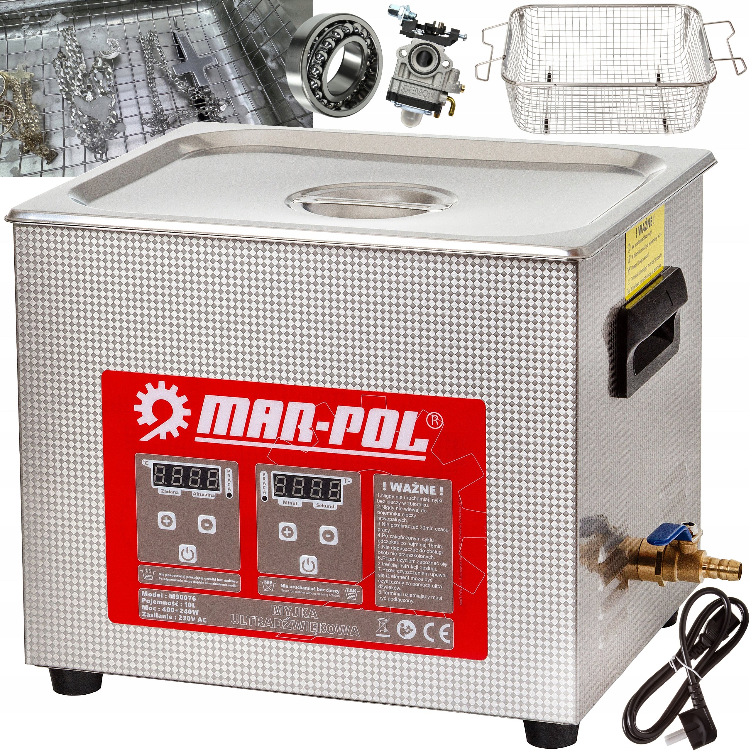 WASHER ULTRASONIC BATH 10L STERILIZER WASHING PARTS CAVITATION 550W Manufacturer code M90076