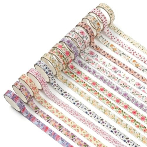 WASHI FLOWER TAPE FOR SCRAPBOOKING SET OF 15 PAPER ROLLS for children Brand no brand