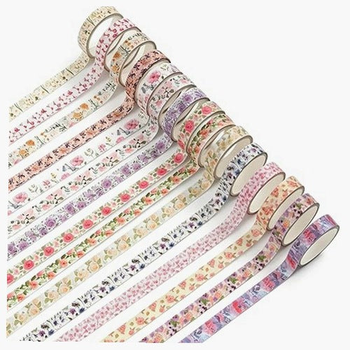 WASHI FLOWER TAPE FOR SCRAPBOOKING SET OF 15 PAPER ROLLS for children