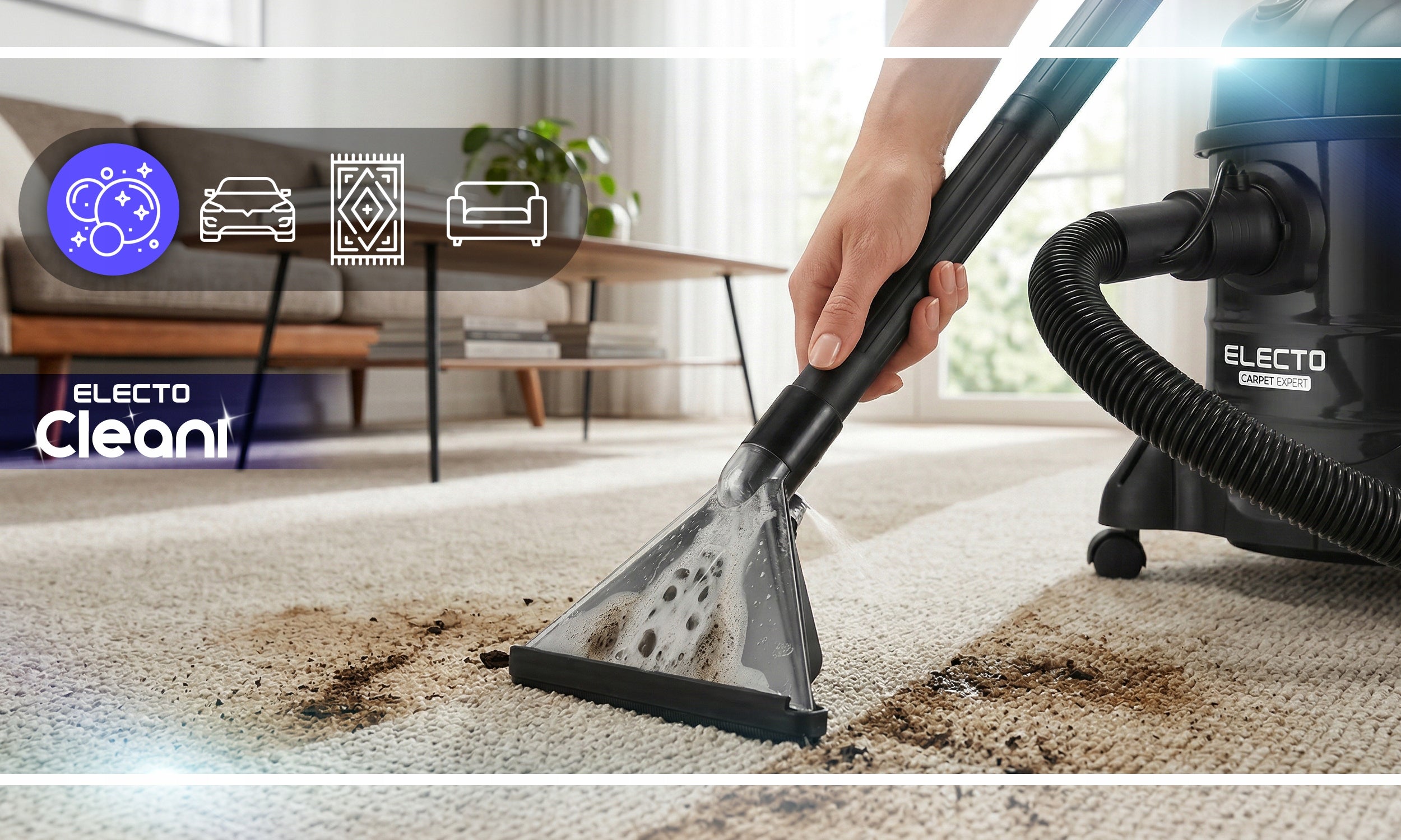 WASHING VACUUM CLEANER POWERFUL 2600W NARROW SUCTION CUP FOR WASHING CARPET UPHOLSTERY 3in1 Power 2600 W