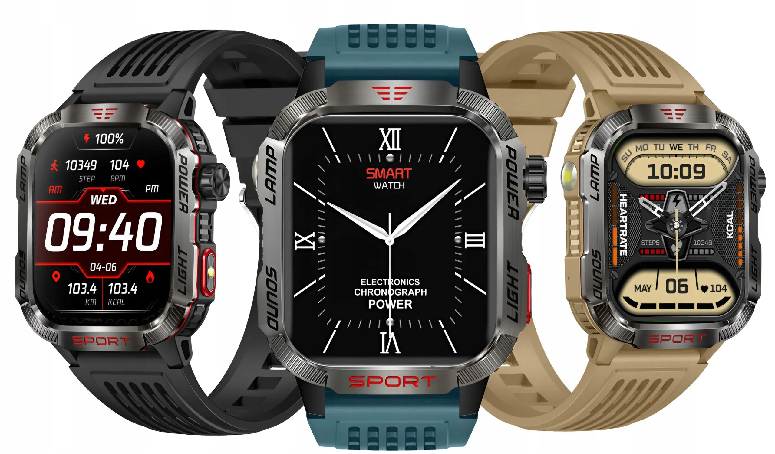 WATCH SMARTWATCH MILITARY FLASHLIGHT SATURATION WATERPROOF TALK 600MAH Case color black