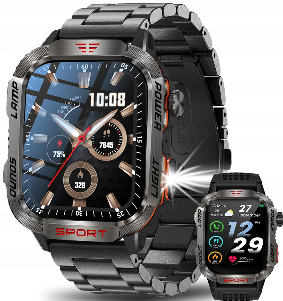 WATCH SMARTWATCH MILITARY FLASHLIGHT SATURATION WATERPROOF TALK 600MAH