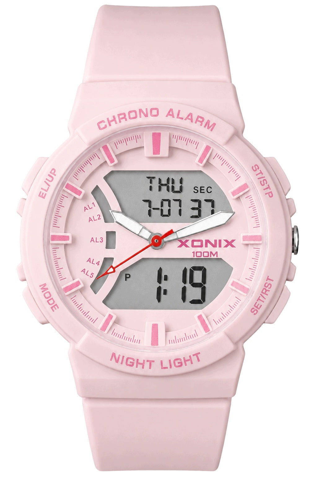 WATCH XONIX VO ANALOG-DIGITAL WATERPROOF PINK WITH BACKLIGHT Packaging status original