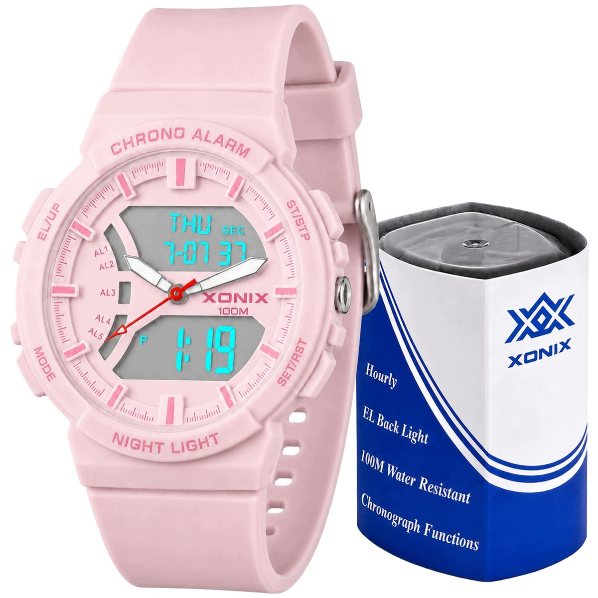 WATCH XONIX VO ANALOG-DIGITAL WATERPROOF PINK WITH BACKLIGHT