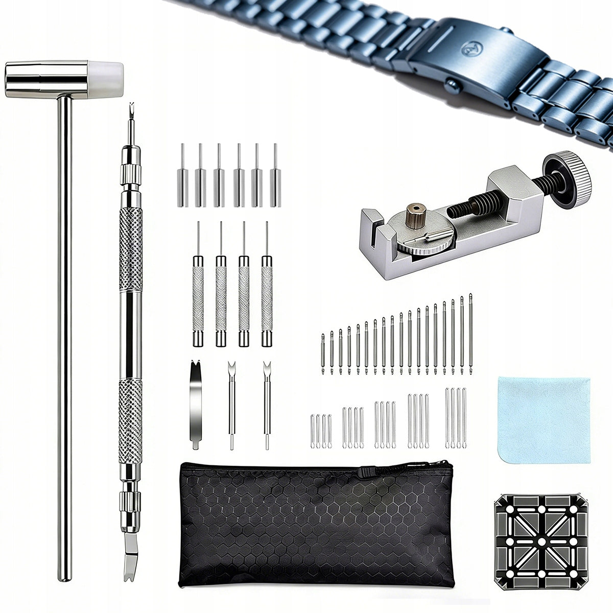 WATCHMAKING SET 128 ELEMENTS STRAP BRACELET SHORTENING TOOL