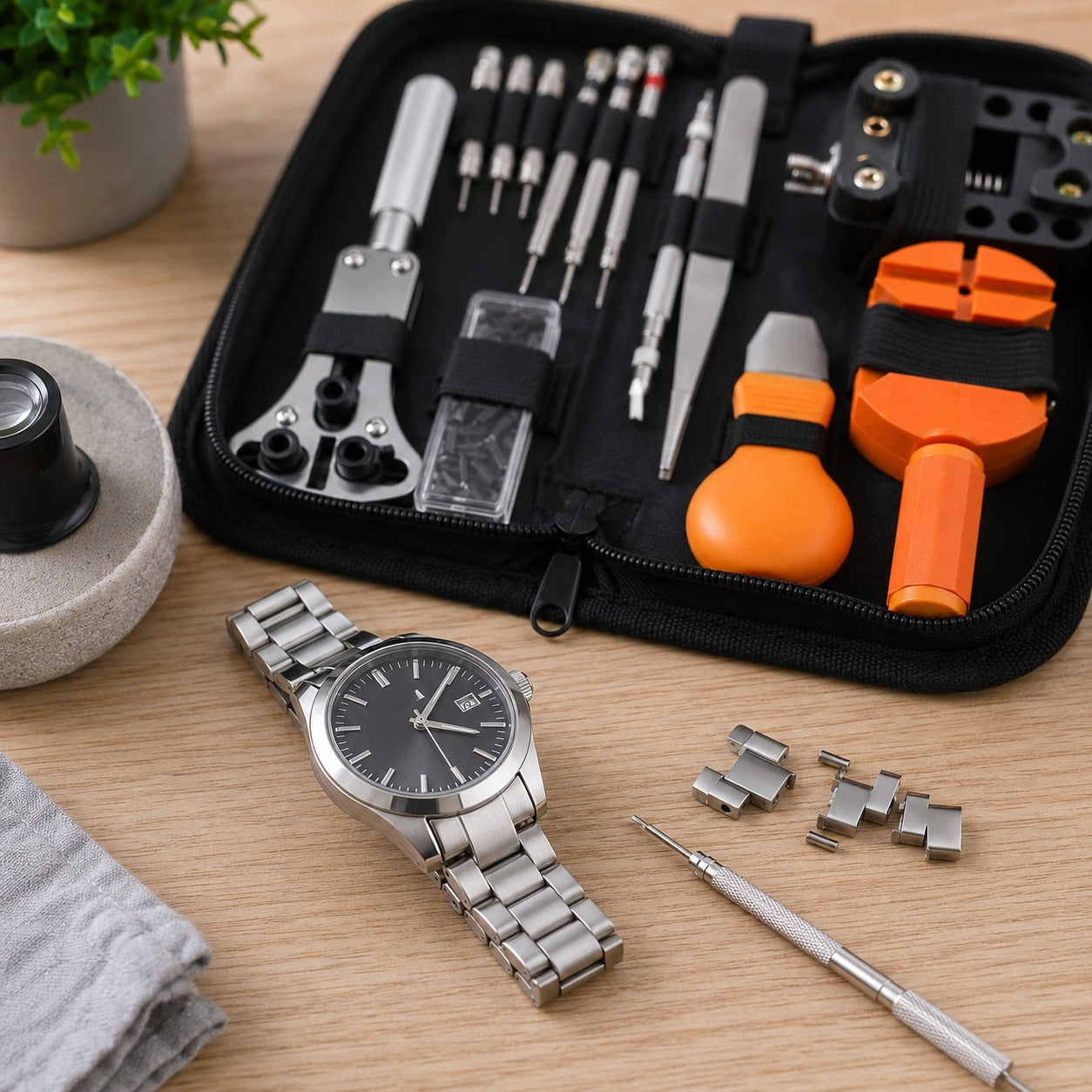 WATCHMAKING TOOL KIT FOR REPAIRING WATCHES 13 ELEMENTS CASE Packaging status original