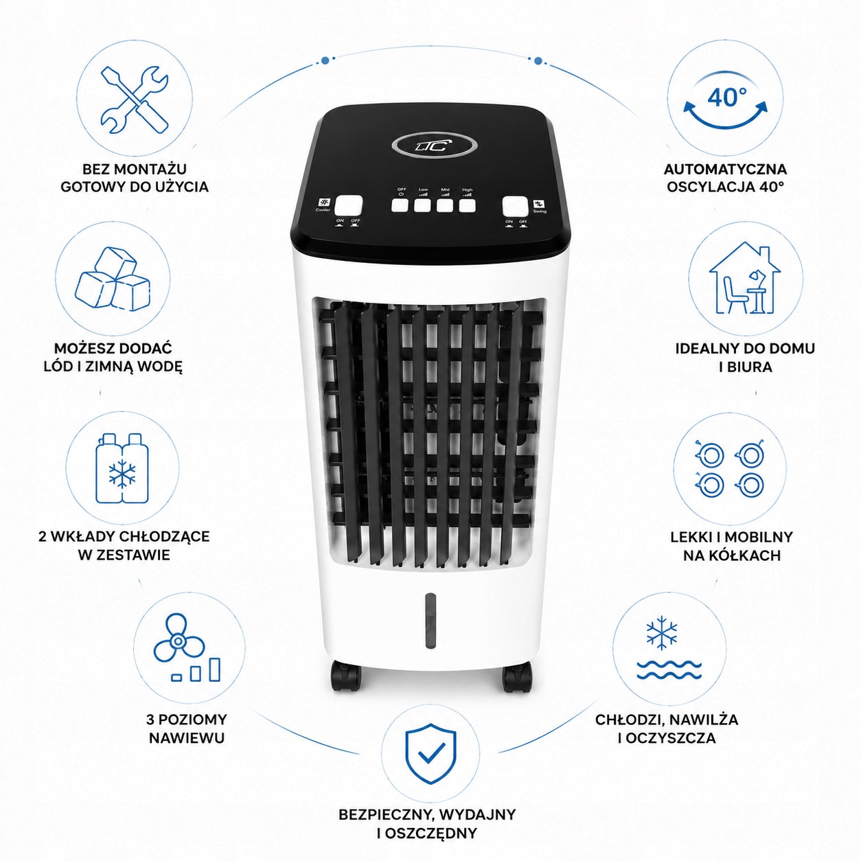 WATER AIR CONDITIONER 3IN1 AIR CONDITIONER PORTABLE HUMIDIFIER 60W 4L 270M3/H FOR HOME