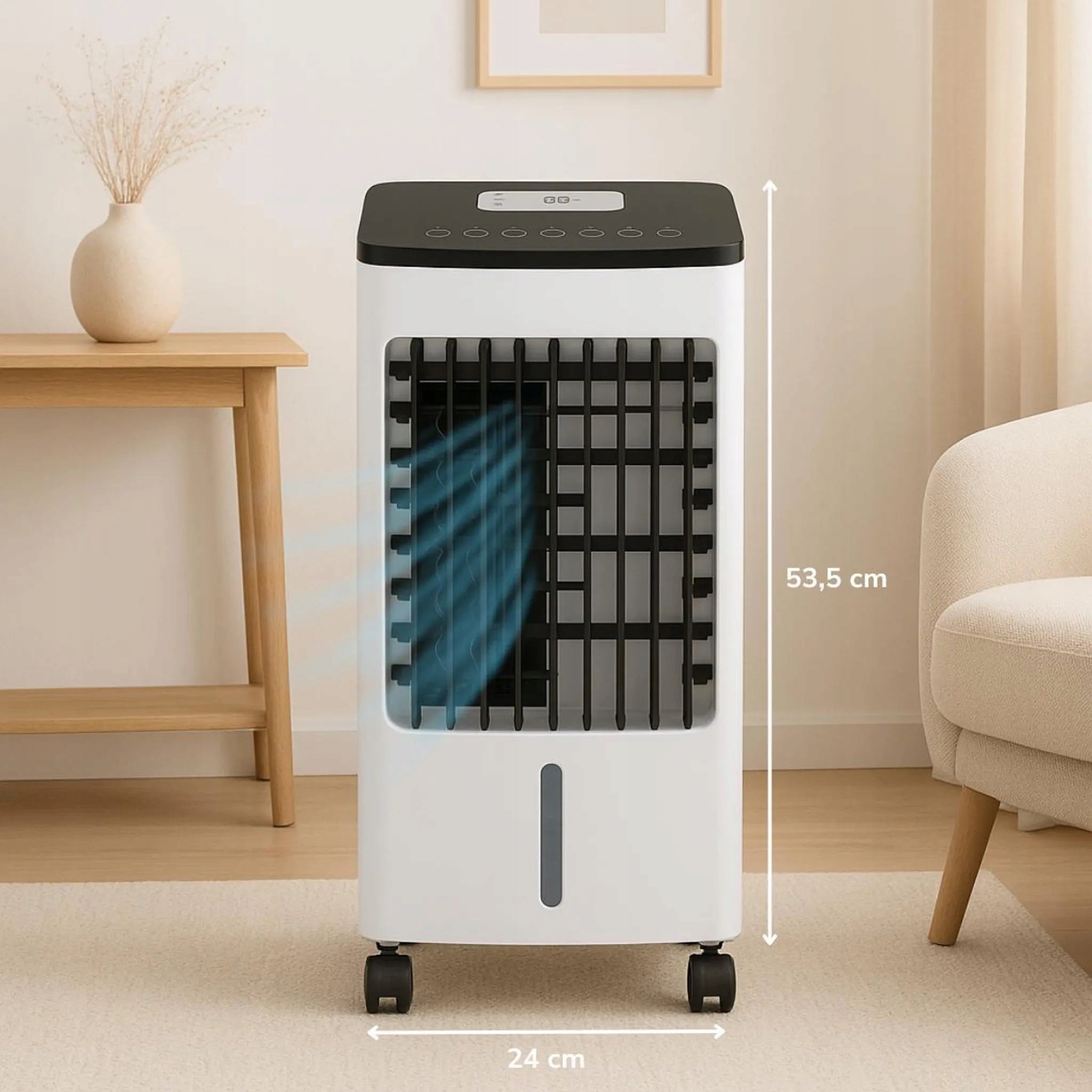 WATER AIR CONDITIONER PORTABLE FAN 3in1 4L + CARTRIDGES + REMOTE CONTROL Model 80W