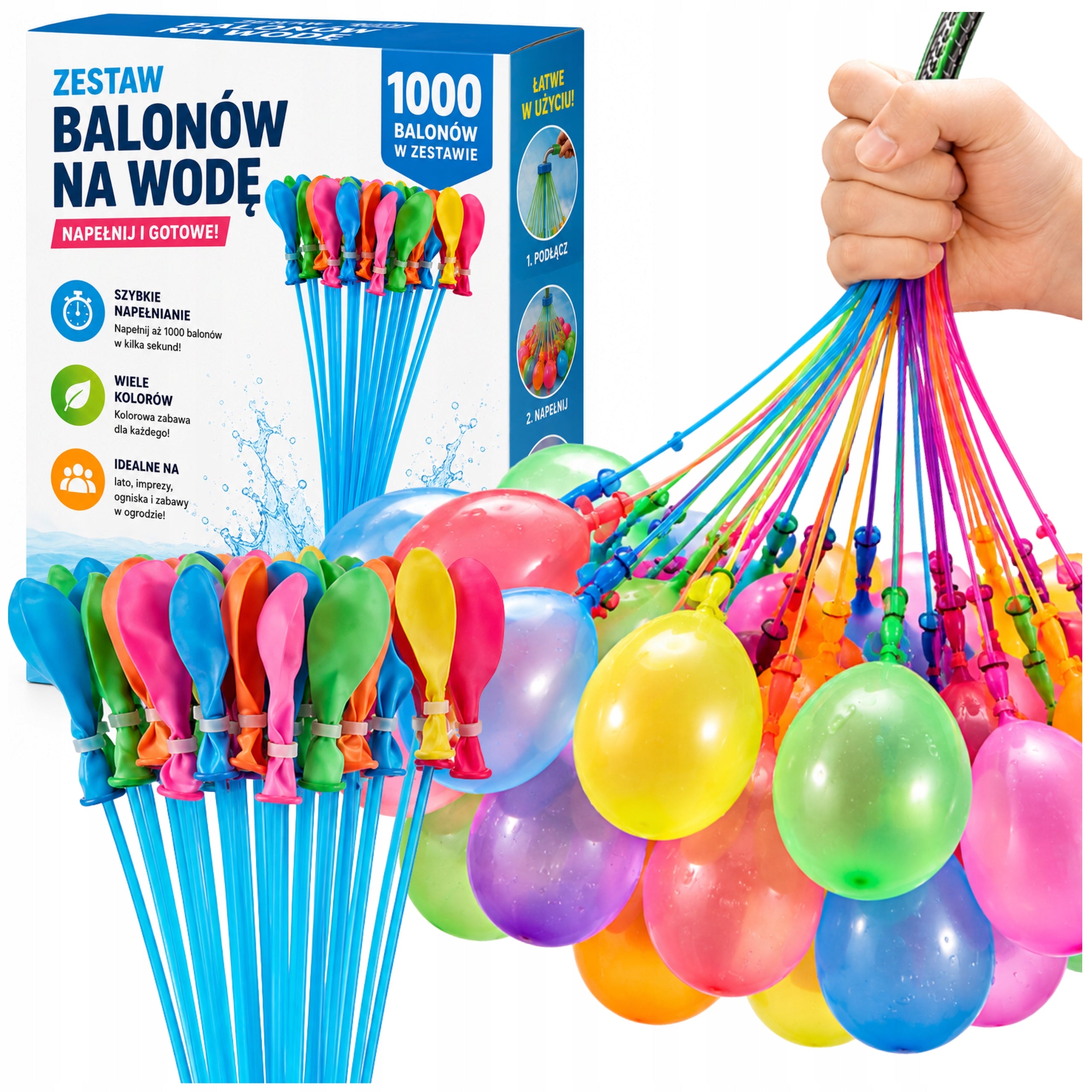 WATER BALLOONS WATER BOMBS AUTOMATIC SELF-CLOSING + THREAD SET 1000