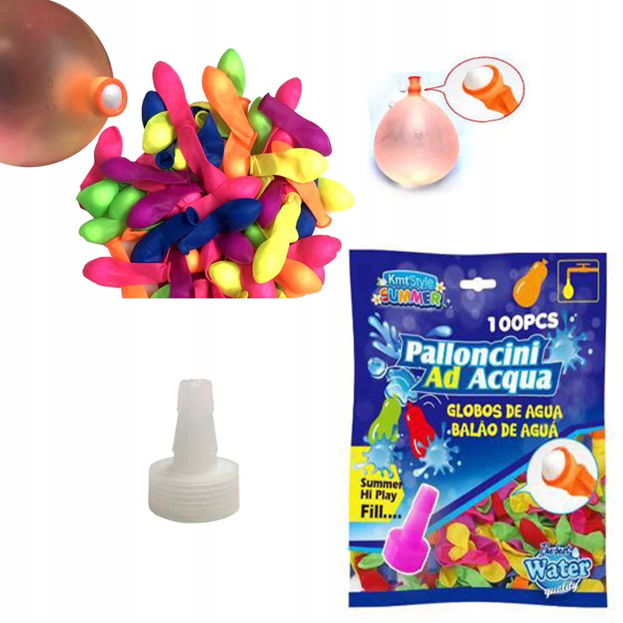 WATER BALLOONS WATER BOMBS SET OF 100PCS SELF-CLOSING WITH STOPPER+CAP
