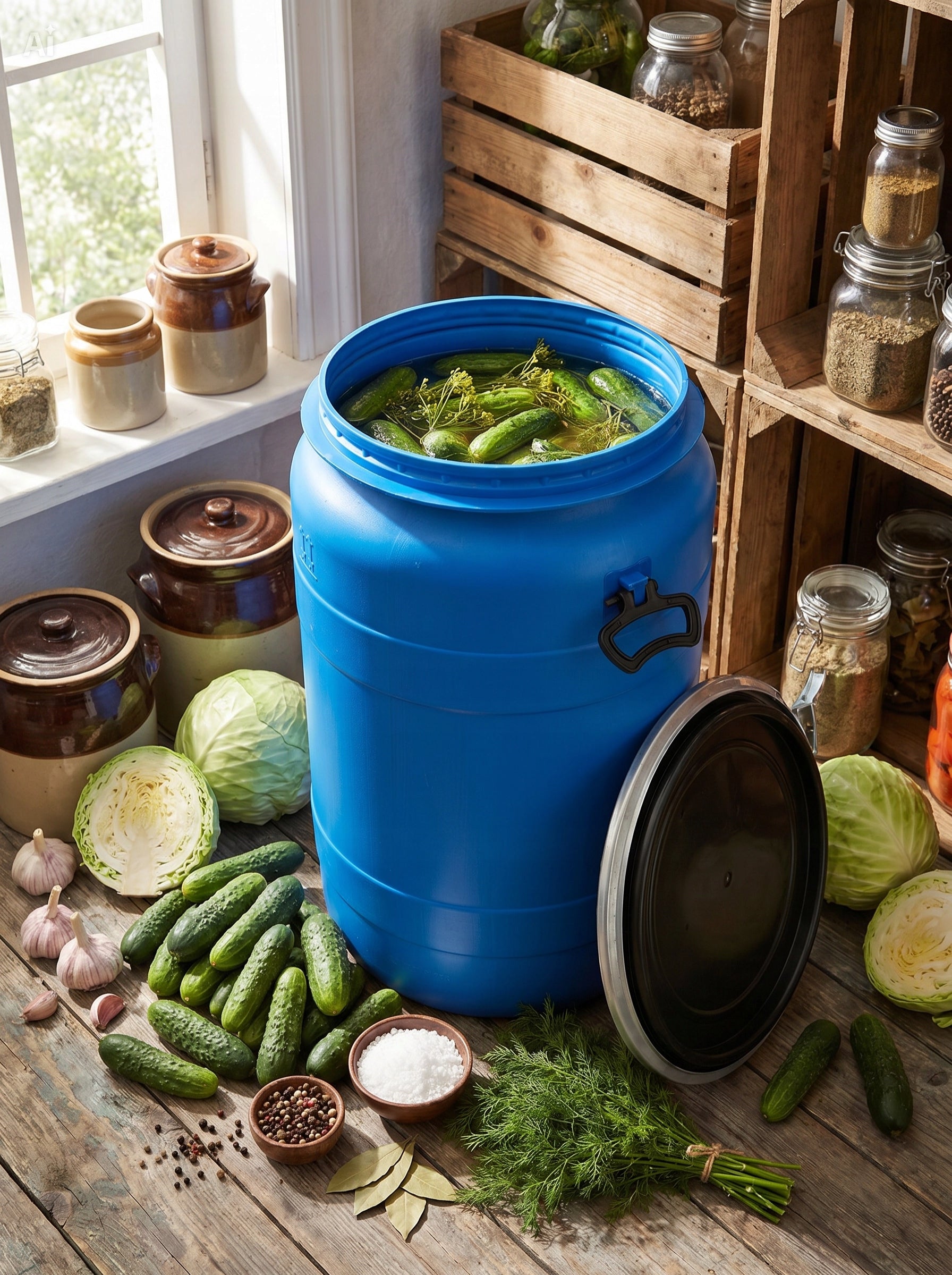 WATER BARREL TANK 120L WITH BUCKLE HANDLES FOOD CERTIFICATE FOR PICKLING Brand no brand