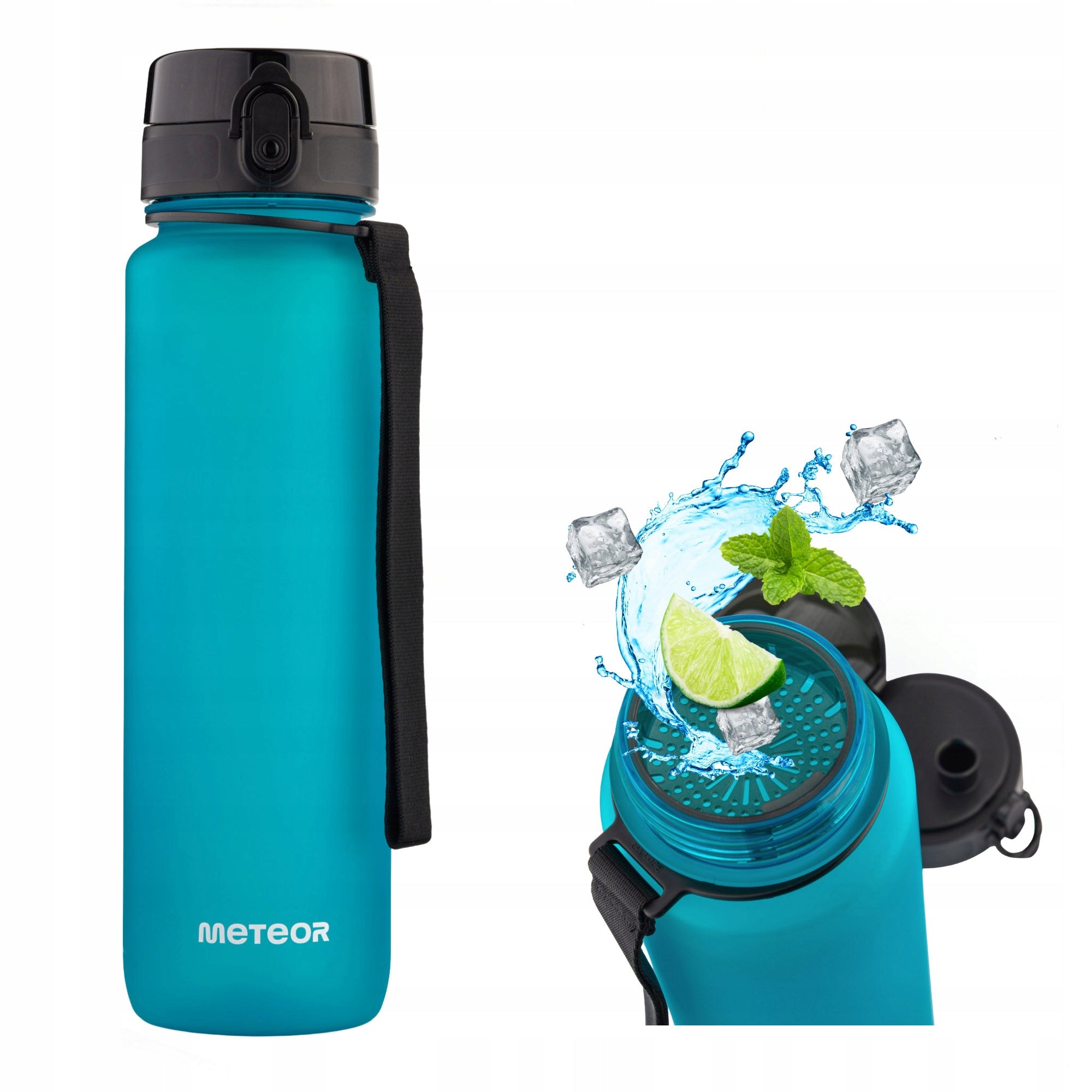 WATER BOTTLE 1000ml TRITAN WITH STRAINER MOUTHPIECE HANDLE BPAfree