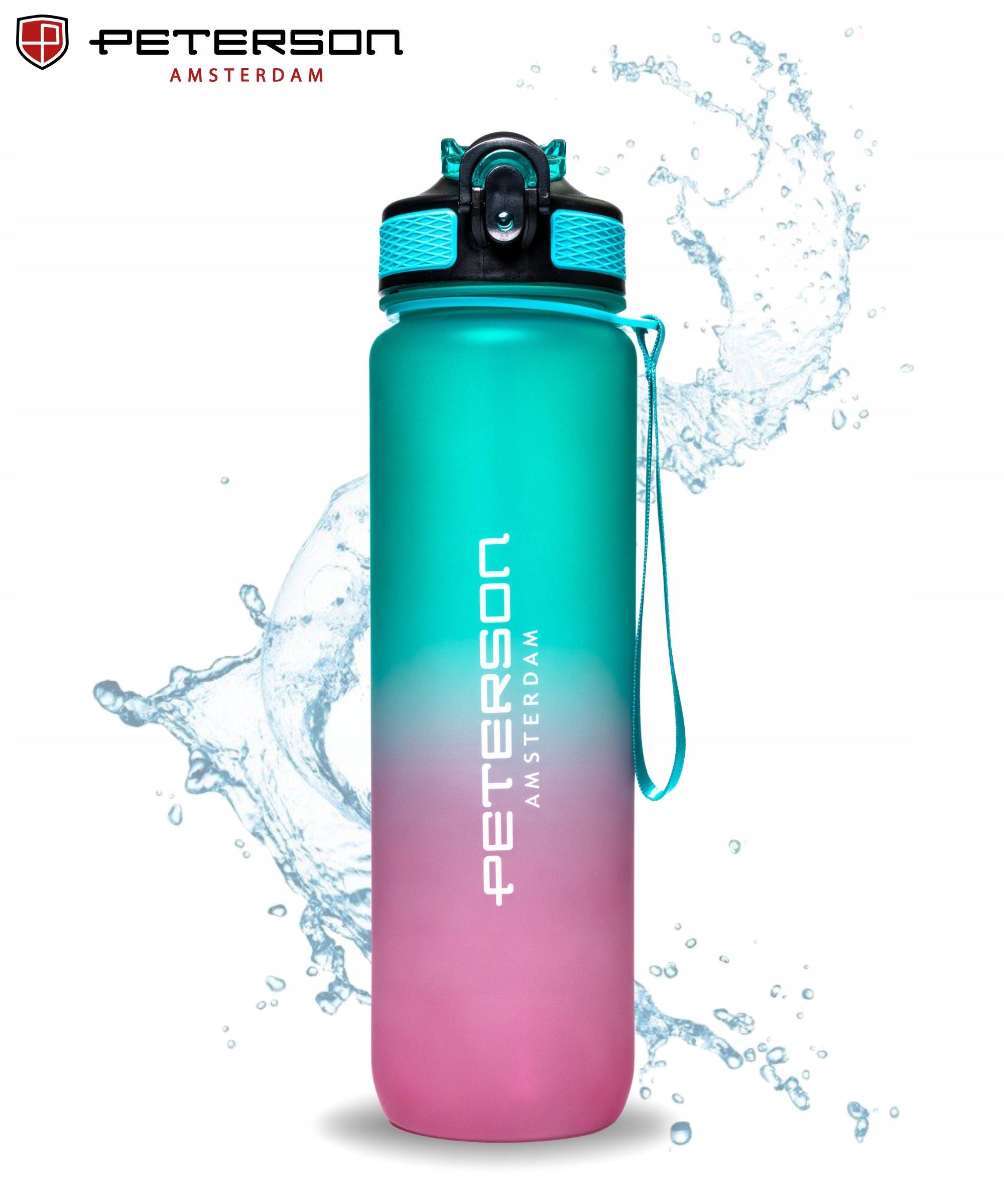WATER BOTTLE 1L TRITAN WITHOUT BPA SEALED WITH STRAW MOUTHPIECE SPORT Brand Peterson