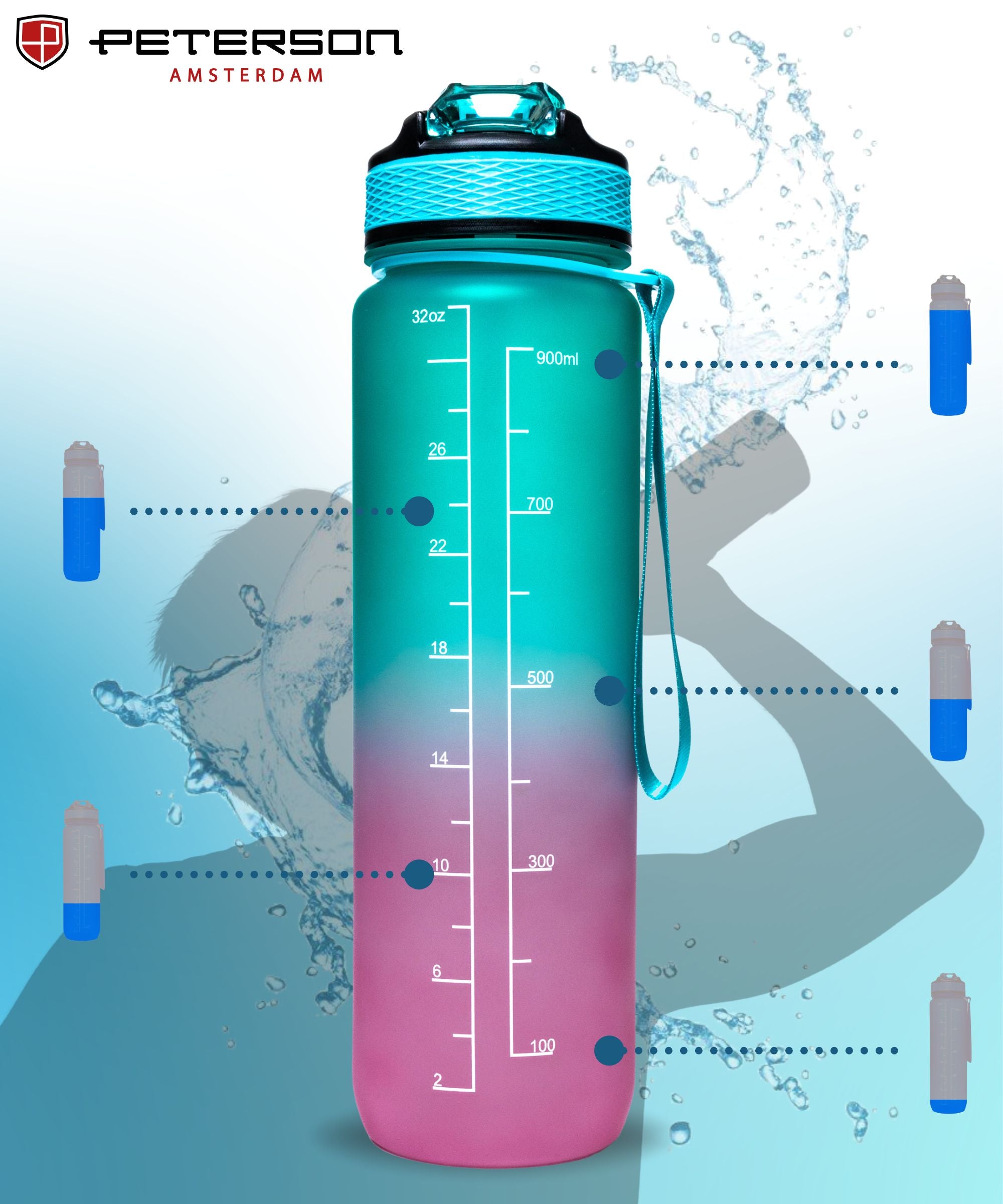 WATER BOTTLE 1L TRITAN WITHOUT BPA SEALED WITH STRAW MOUTHPIECE SPORT Kind water bottle