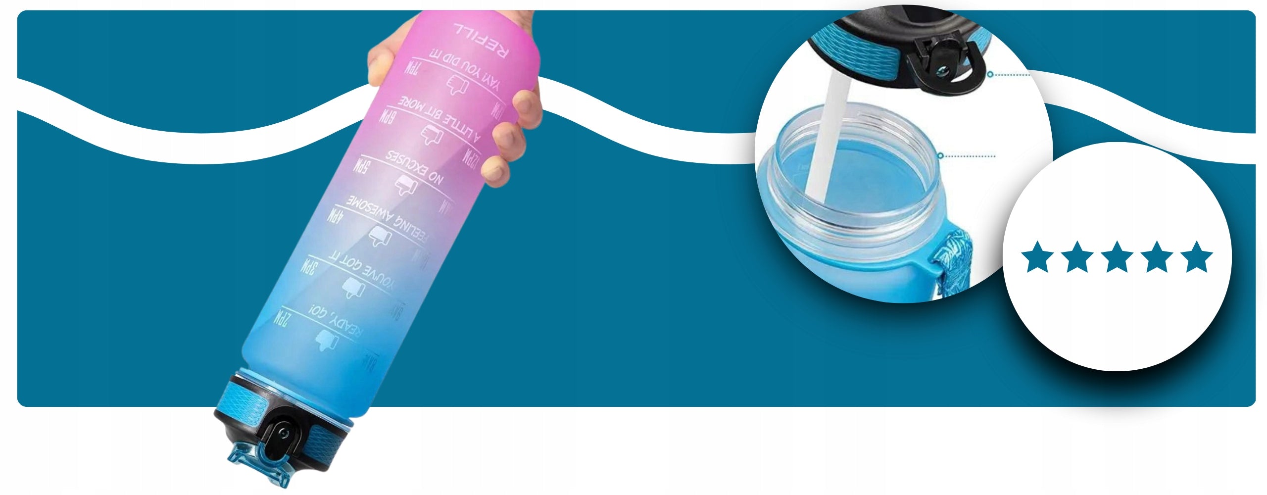 WATER BOTTLE 1L WITH SHAKER MOUTHPIECE MOTIVATIONAL MEASURING CUP SPORT FITNESS Kind water bottle