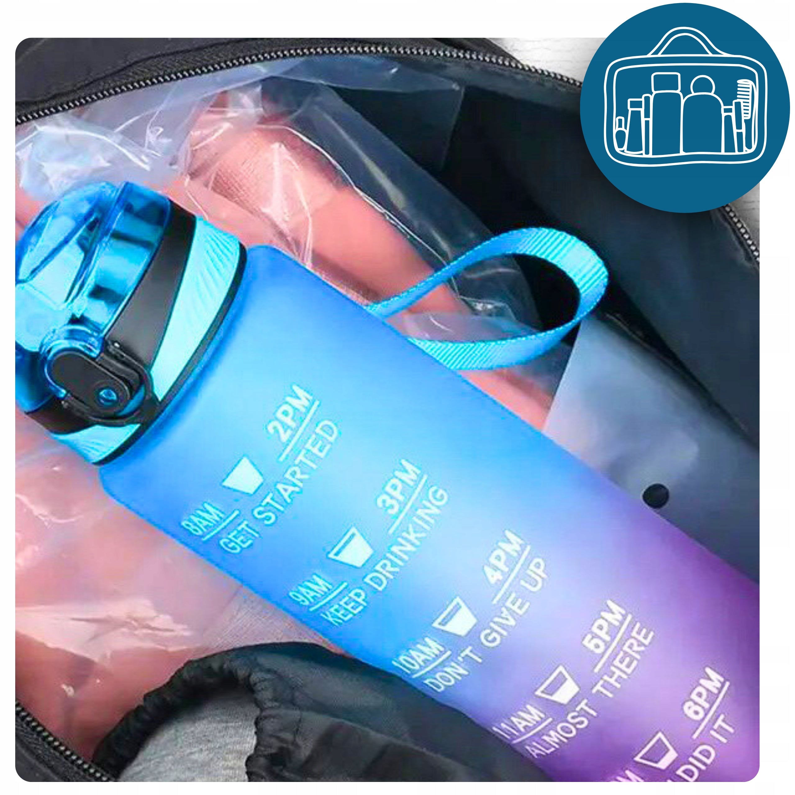 WATER BOTTLE 1L WITH SHAKER MOUTHPIECE MOTIVATIONAL MEASURING CUP SPORT FITNESS Volume 1000 ml