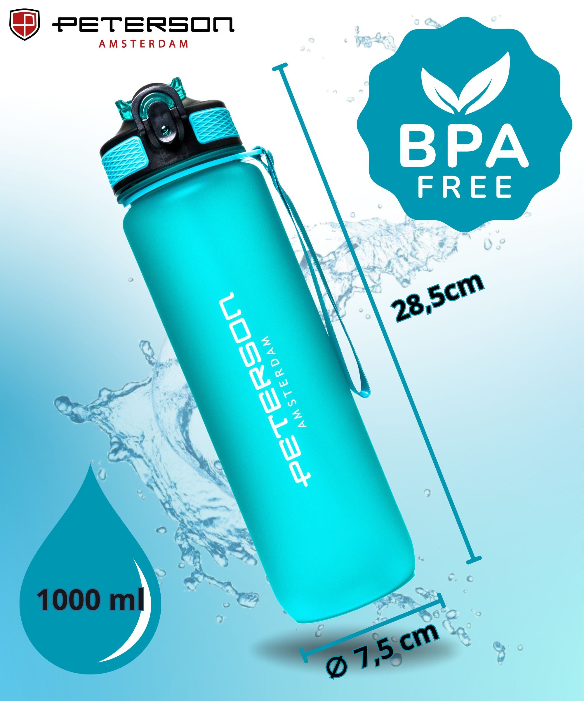 WATER BOTTLE 1L WITHOUT BPA SPORTS SEALED WITH GRADUATION Packaging status original