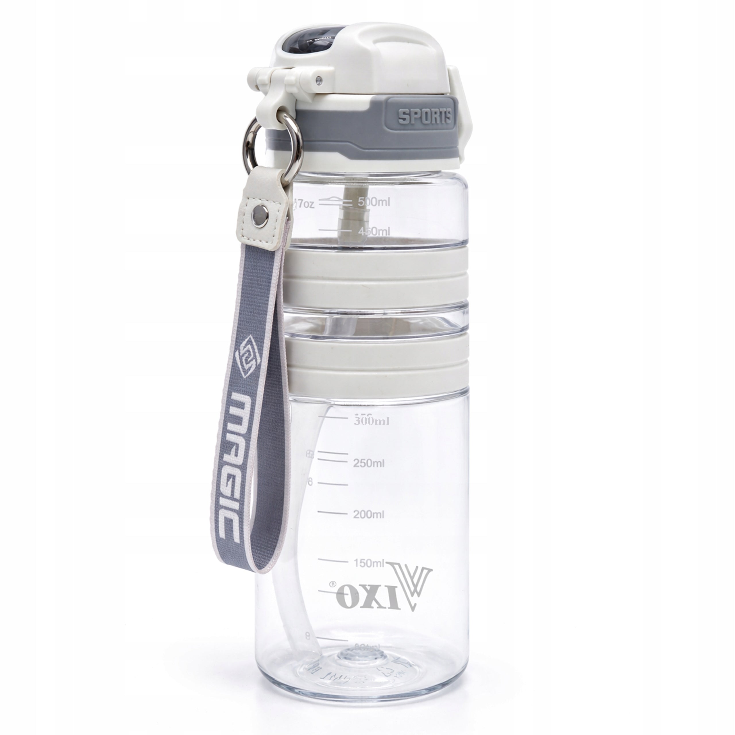 WATER BOTTLE 500ML TRITAN SEALED WITH SPORTS MEASURING CUP BPA FREE VIXO Model Bidon sportowy na siłownię do szkoły dla dzieci