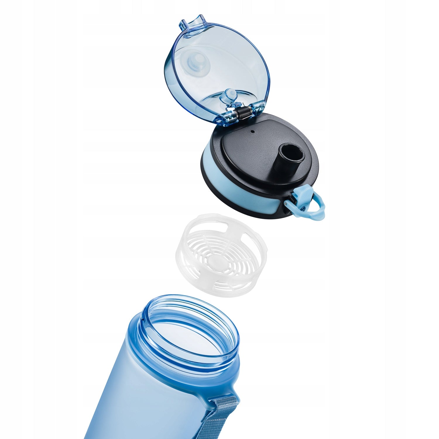 WATER BOTTLE 500ml TRITAN BLUE SPORTS WITH STRAINER AND GRADUATION Manufacturer code ME-02BE