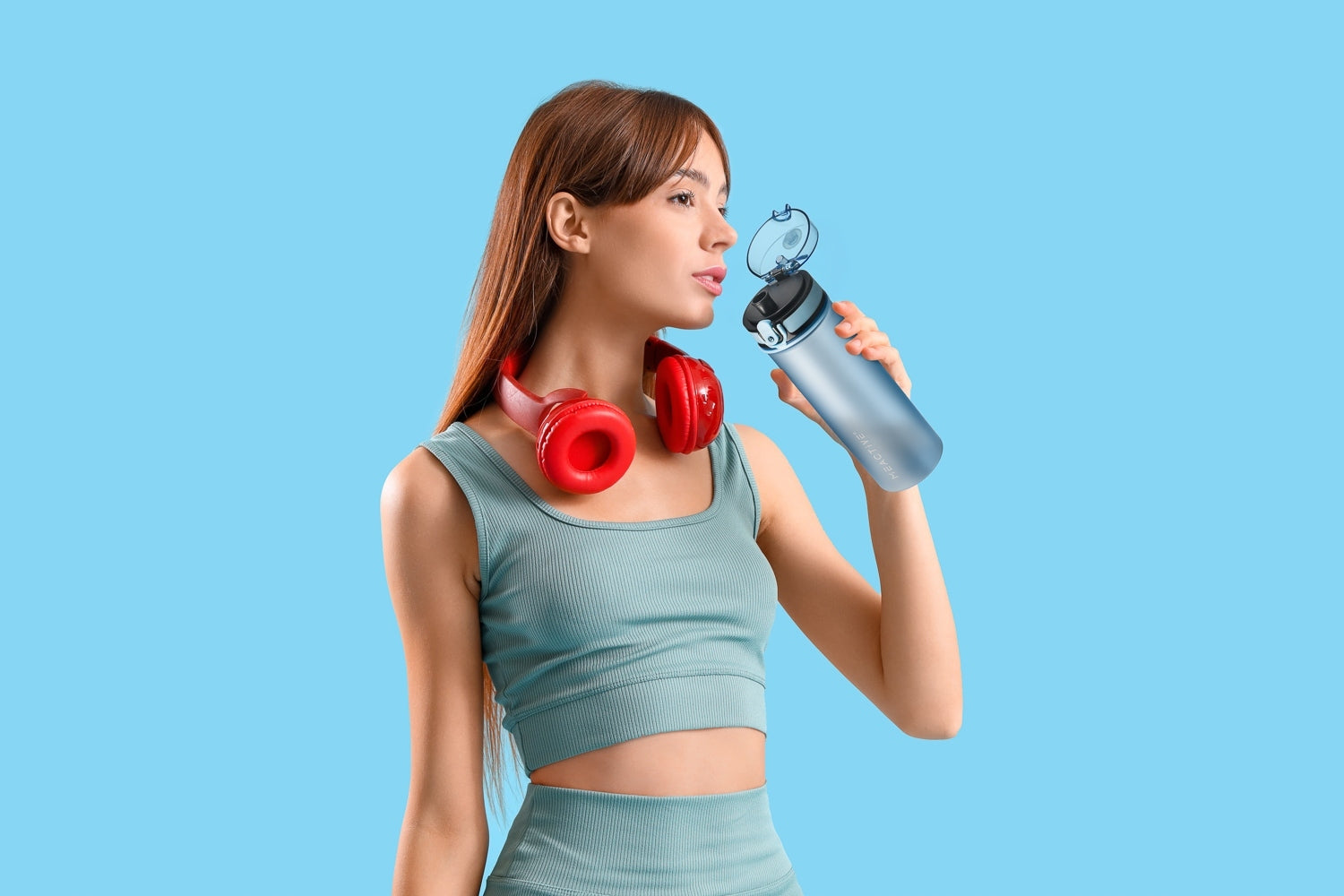 WATER BOTTLE 500ml TRITAN BLUE SPORTS WITH STRAINER AND GRADUATION Packaging status original