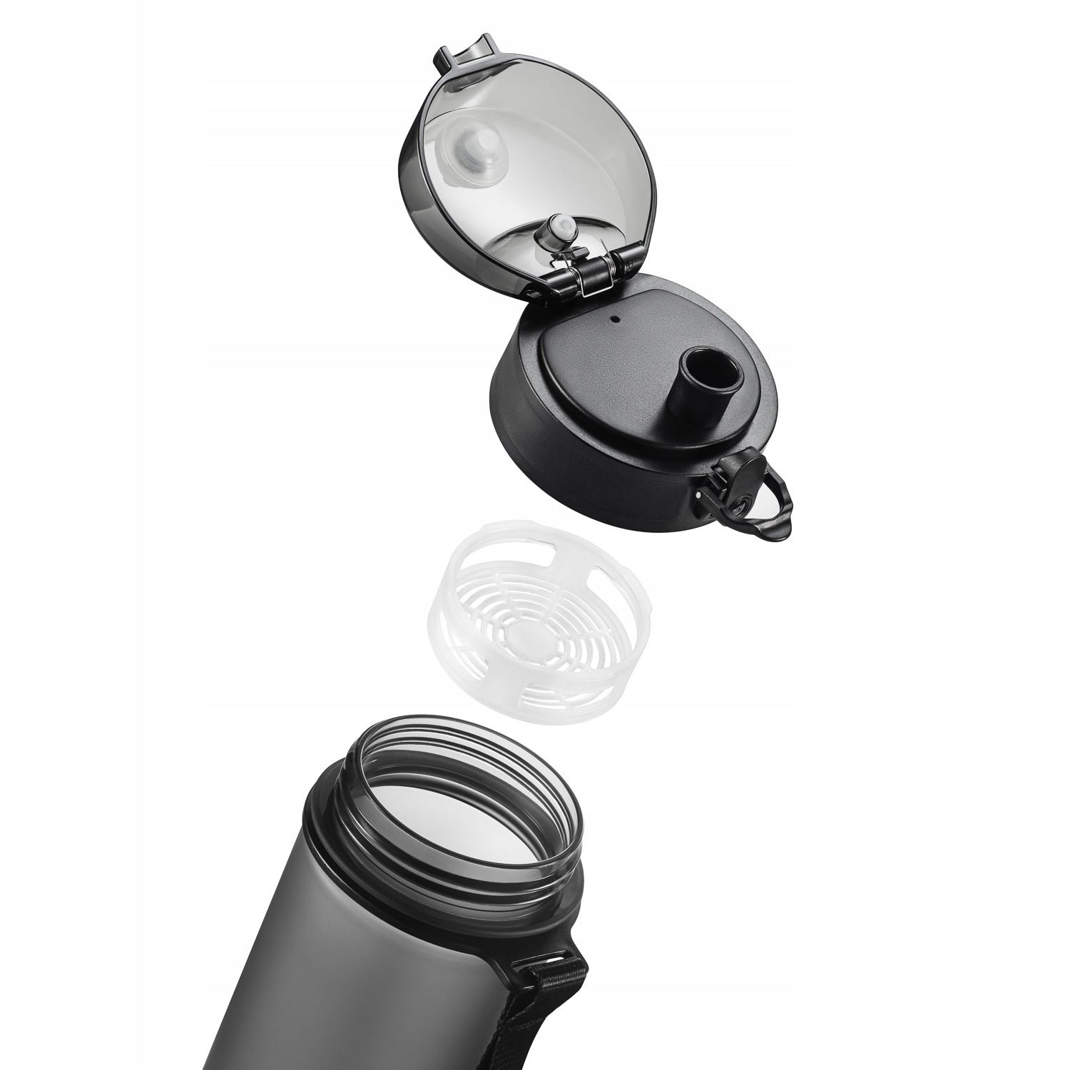 WATER BOTTLE 500ml TRITAN SPORTS BLACK WITH STRAINER AND GRADUATION Manufacturer code ME-02BK