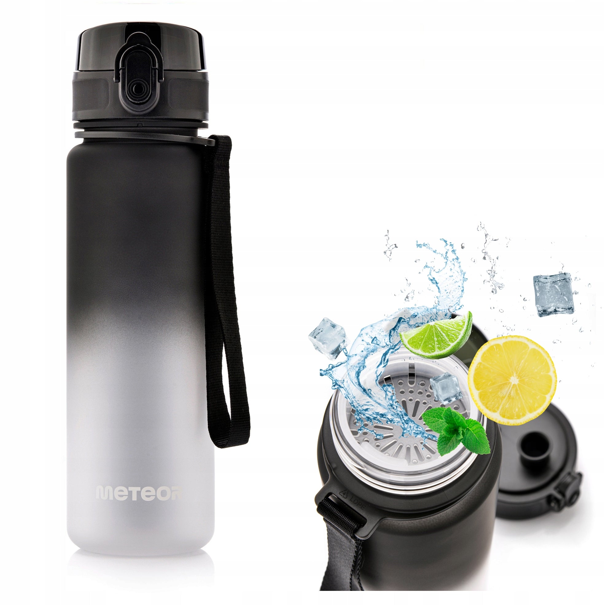 WATER BOTTLE 500ml TRITAN WITH STRAINER MOUTHPIECE HANDLE BPAfree