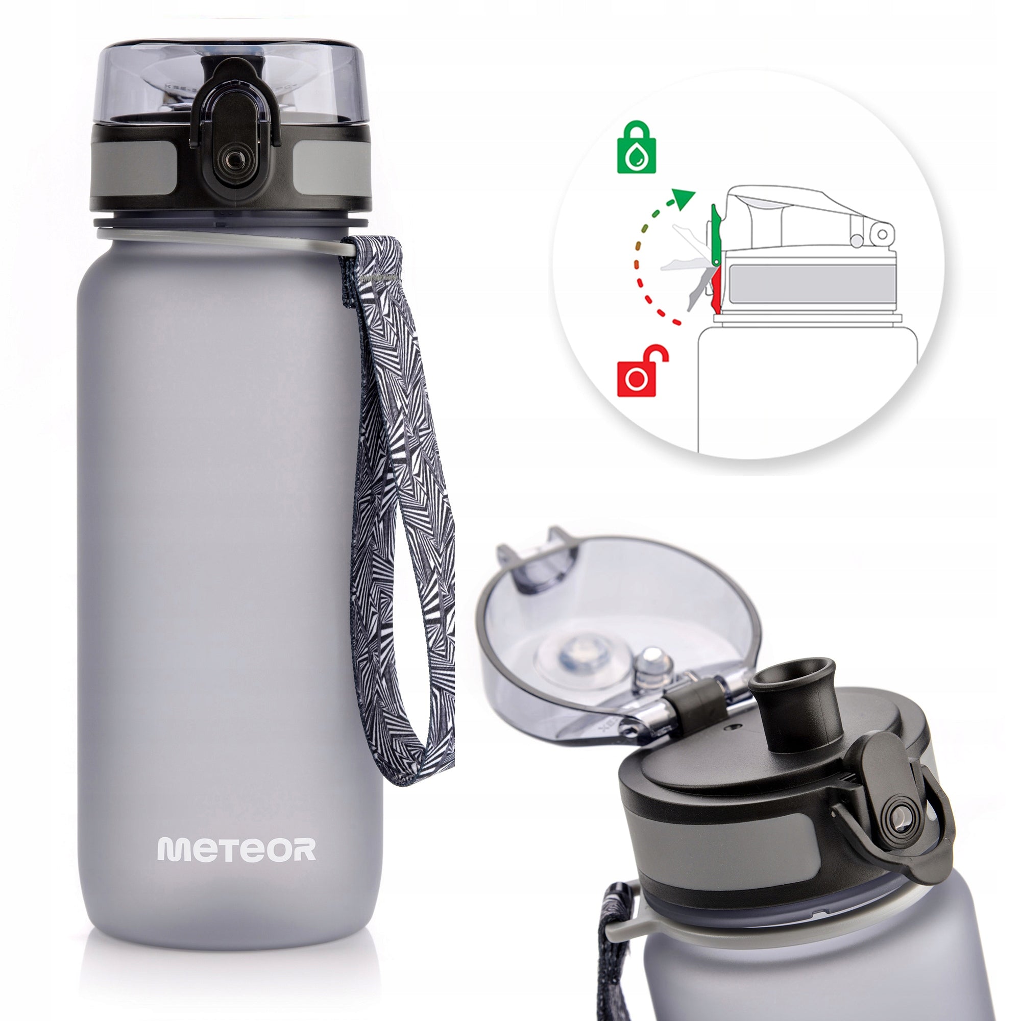 WATER BOTTLE 650ml TRITAN WITH STRAINER MOUTHPIECE HANDLE BPAfree Manufacturer code 74576