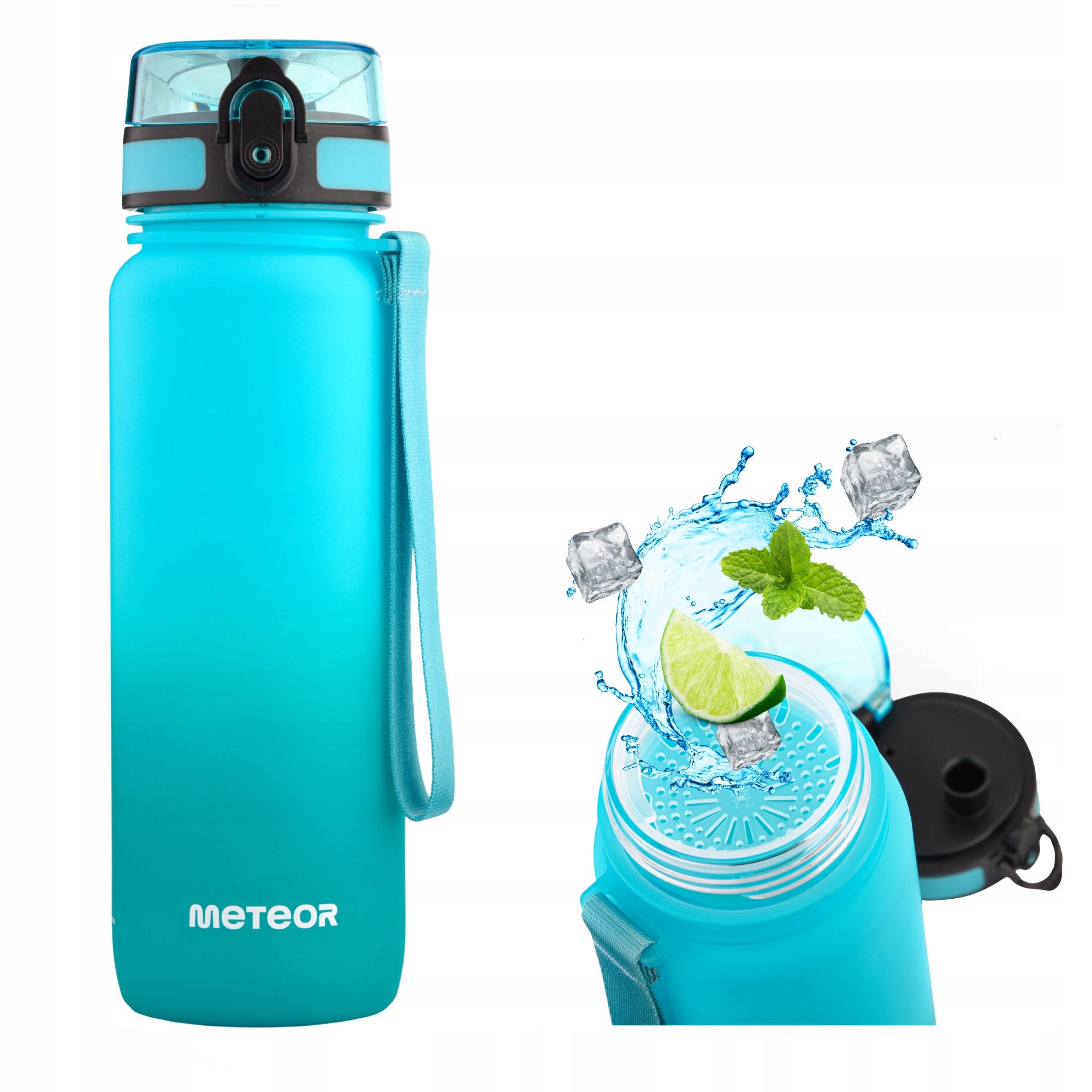 WATER BOTTLE 800ml TRITAN WITH STRAINER MOUTHPIECE HANDLE BPAfree