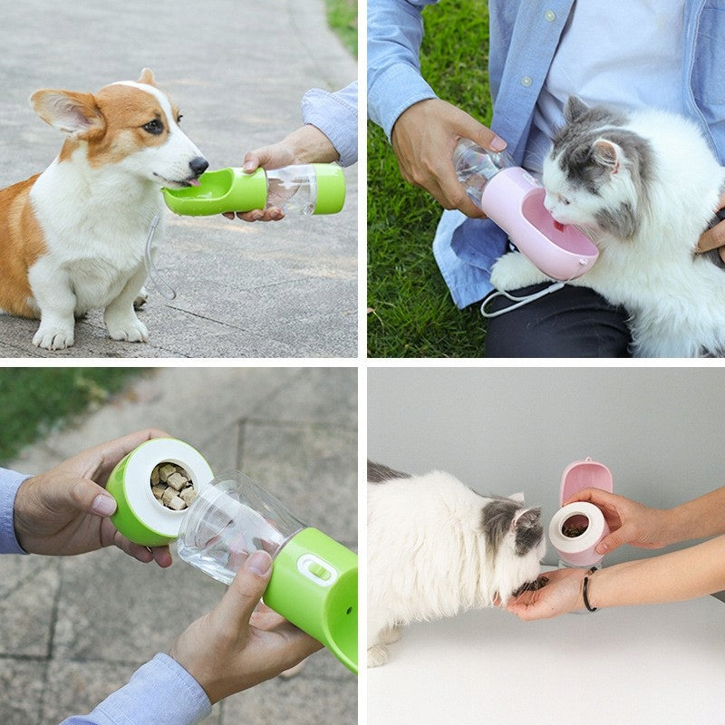 WATER BOTTLE FOR DOG MONTESSA WATER BOTTLE BOWL FOR PET GREEN 3IN1 458ml Color blue