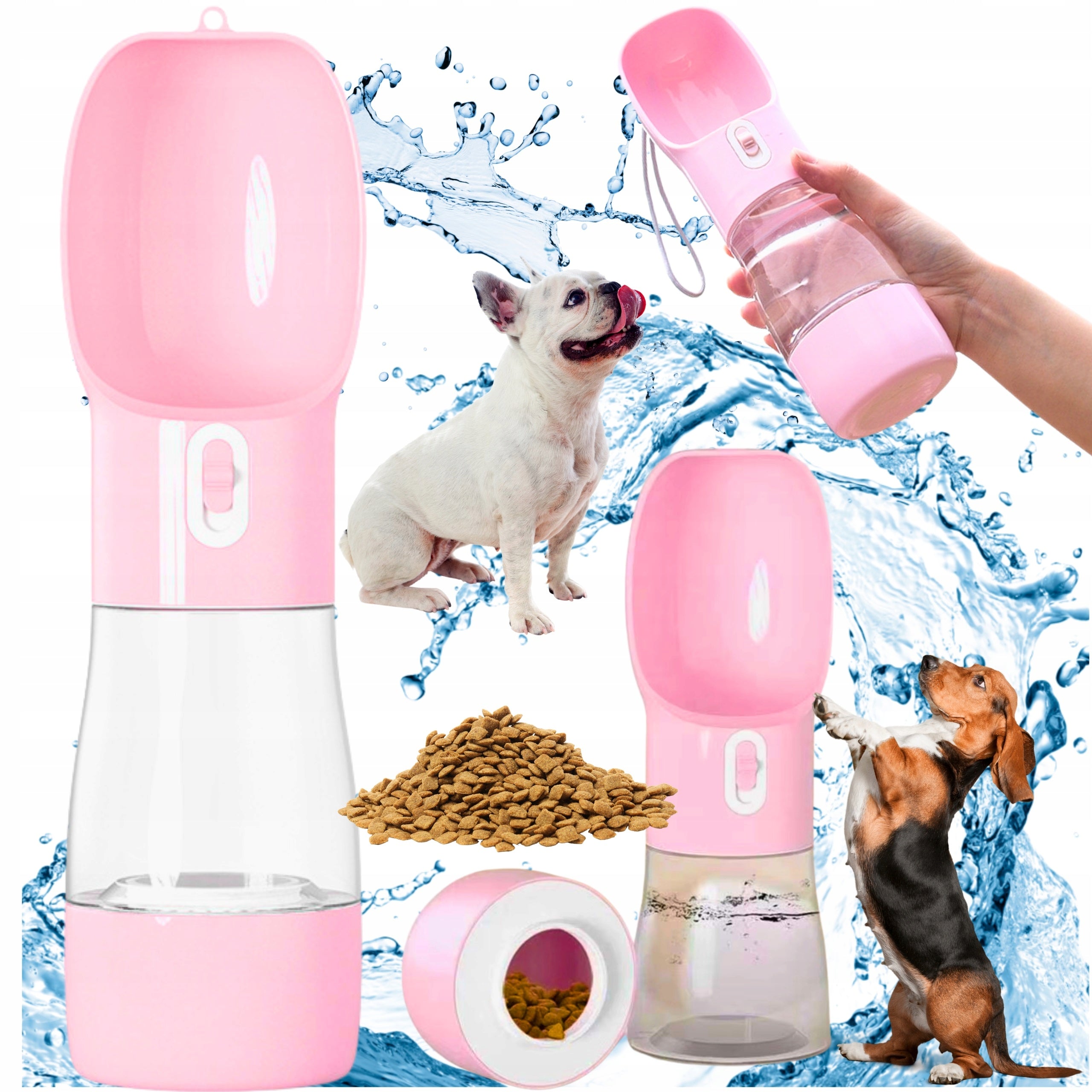 WATER BOTTLE FOR DOG MONTESSA WATER BOTTLE PET BOWL PINK 3IN1