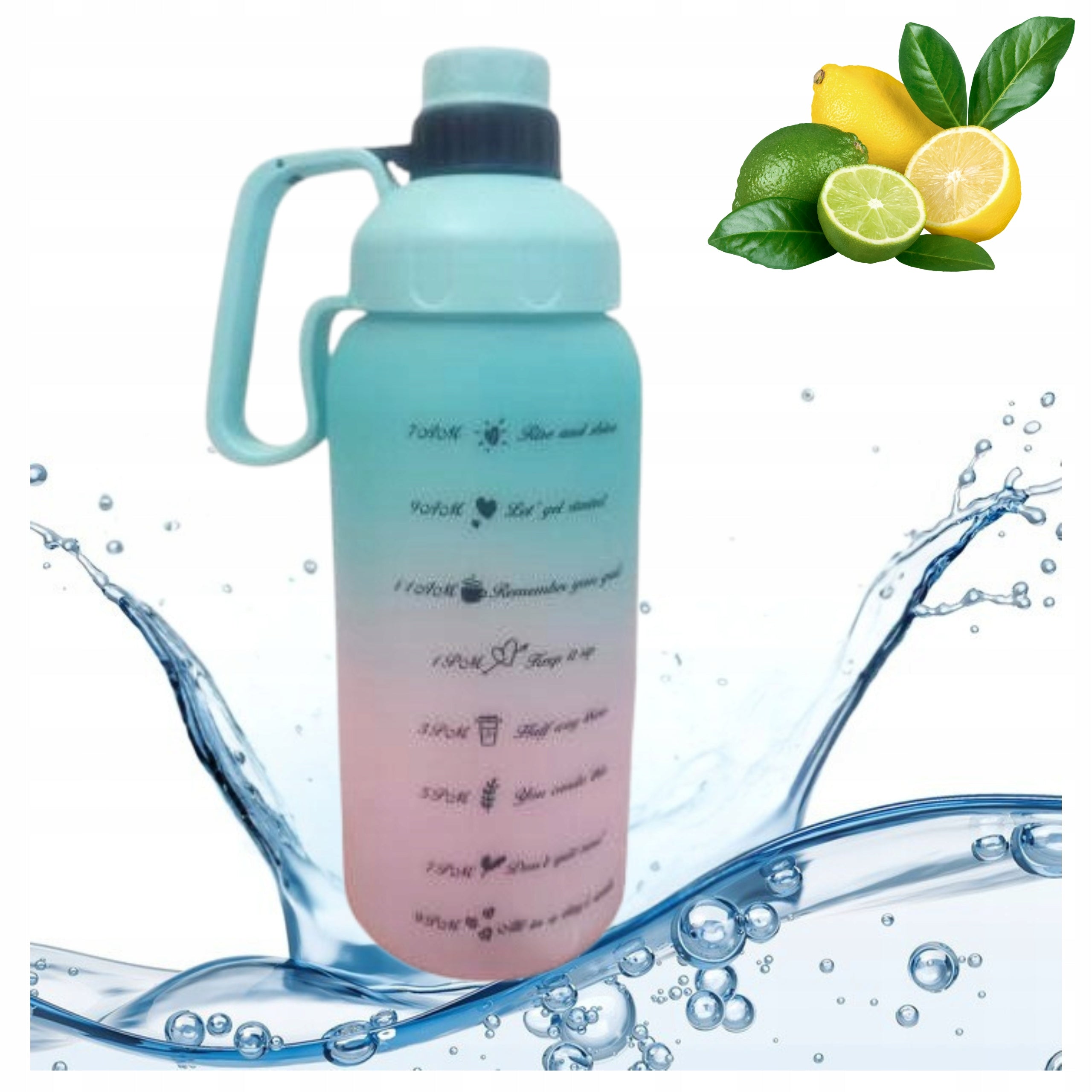 WATER BOTTLE MOTIVATIONAL WATER BOTTLE 1800ML WITH MEASURING CUP FOR WORK GYMS